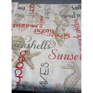 Better Homes & Gardens Coastal Beach Themed Fabric 1 yard + 29” x 56” Cotton Ble